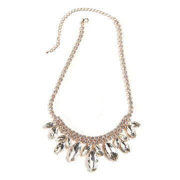 Rhinestone Marquise Cut Sparkly Collar Necklace - Silver